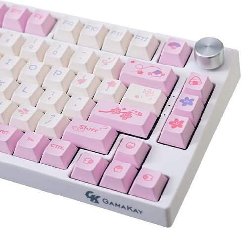GK GAMAKAY Pink Cherry Blossom Theme Keycaps Set, 133 Keys, Cherry Profile in Kuwait