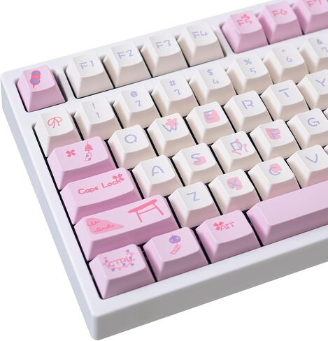 GK GAMAKAY Pink Cherry Blossom Theme Keycaps Set, 133 Keys, Cherry Profile in Kuwait