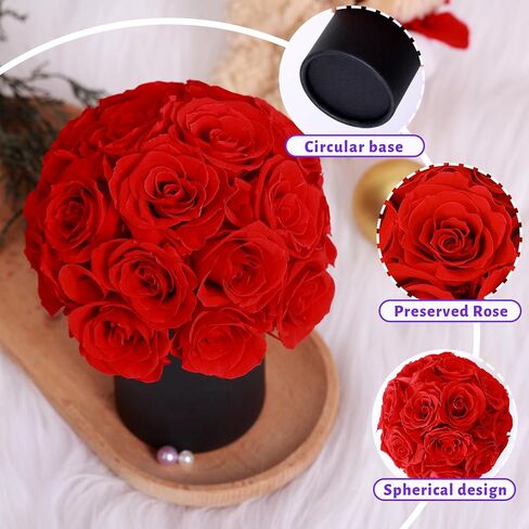 ANLUNOB Gift 20-Piece Forever Rose Round Barrel Preserved Roses Forever Flowers for Delivery Prime Mothers Day & Valentines Day for Wife Girlfriend in Saudi Arabia