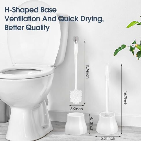 12 مجموعة من فرشاة المرحاض وحامل فرشاة تنظيف المرحاض مقاس 16.73 بوصة مع علبة بيضاء لفرشاة المرحاض ومنظف المرحاض للحمام مع مقبض طويل للتنظيف in Kuwait