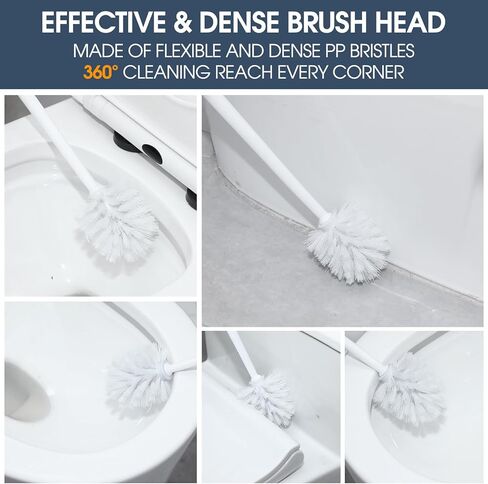 12 مجموعة من فرشاة المرحاض وحامل فرشاة تنظيف المرحاض مقاس 16.73 بوصة مع علبة بيضاء لفرشاة المرحاض ومنظف المرحاض للحمام مع مقبض طويل للتنظيف in Kuwait