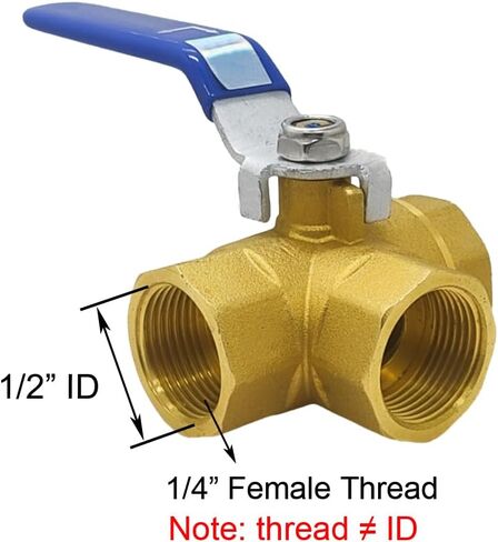 3 Way (L-Port) Brass Forged Ball Valve 1/2" G Female with Lever Handle in Saudi Arabia