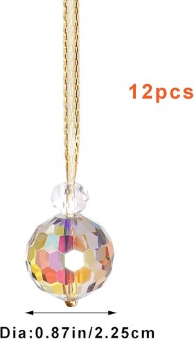 12 قطعة من كرات الكريسماس الزجاجية الصغيرة من الكريستال، 0.87 بوصة زينة شجرة الكريسماس الملونة، زخارف معلقة لديكور المنزل وحفلات الزفاف وعيد الميلاد (متعددة الألوان) in Kuwait