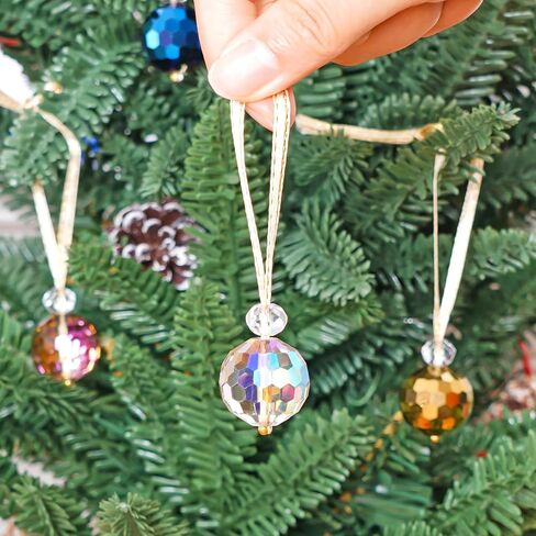 12 قطعة من كرات الكريسماس الزجاجية الصغيرة من الكريستال، 0.87 بوصة زينة شجرة الكريسماس الملونة، زخارف معلقة لديكور المنزل وحفلات الزفاف وعيد الميلاد (متعددة الألوان) in Kuwait