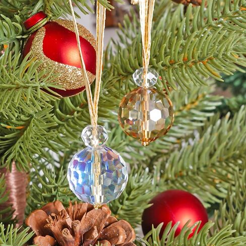 12 قطعة من كرات الكريسماس الزجاجية الصغيرة من الكريستال، 0.87 بوصة زينة شجرة الكريسماس الملونة، زخارف معلقة لديكور المنزل وحفلات الزفاف وعيد الميلاد (متعددة الألوان) in Kuwait