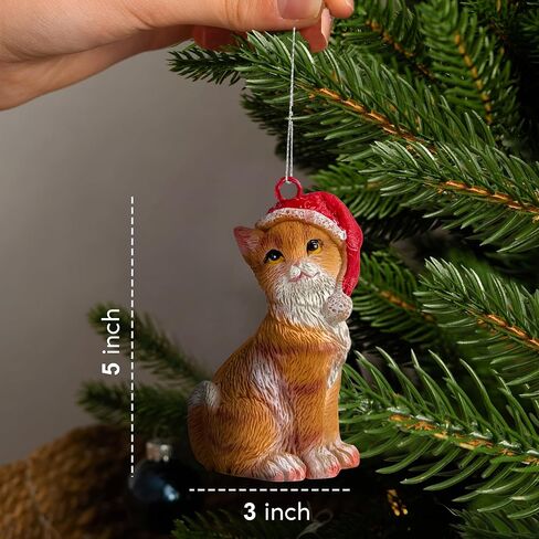 Cat Figurine Christmas Ornaments (Orange Tabby) in Saudi Arabia