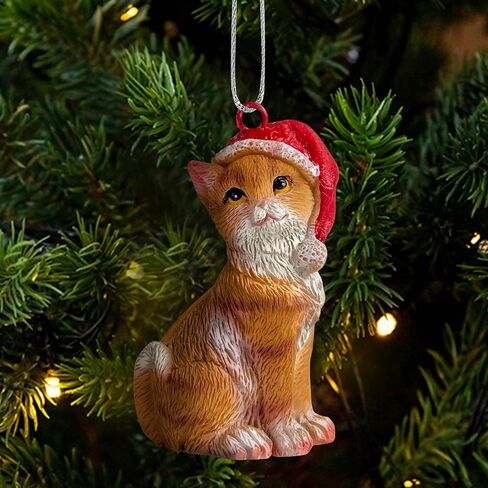Cat Figurine Christmas Ornaments (Orange Tabby) in Saudi Arabia