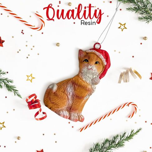 Cat Figurine Christmas Ornaments (Orange Tabby) in Saudi Arabia