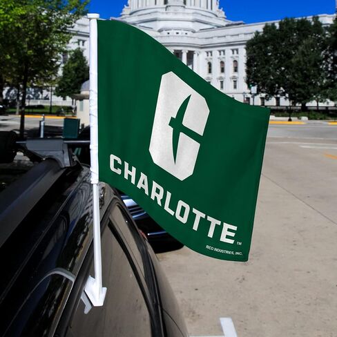 Rico Industries NCAA N.Carolina-Charlotte 49ers Primary Double Sided Double Sided Car Flag - 16" x 19" - Strong Pole That Hooks onto Car/Truck/Automobile in Saudi Arabia