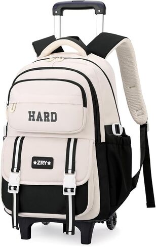 YJMKOI Rolling Backpack for Girls, Kids Trolley Wheel Bookbag Middle School Casual Backpack with Wheels in Saudi Arabia