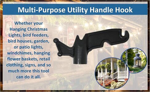 JSP Manufacturing Multi-Purpose Plastic Utility Hook Screw On Pole Attachment (Pole NOT Included) - Hang Christmas Lights, Bird feeders, Sting Lights, Ropes, Boat Lines (2, Black) in Saudi Arabia