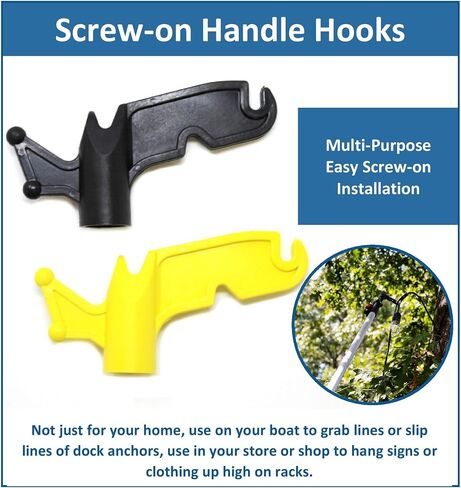 JSP Manufacturing Multi-Purpose Plastic Utility Hook Screw On Pole Attachment (Pole NOT Included) - Hang Christmas Lights, Bird feeders, Sting Lights, Ropes, Boat Lines (2, Black) in Saudi Arabia