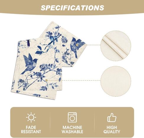 وضع Artoid الحبر خمر نمط البحرية الأزرق الطيور Chinoiserie الجدول عداء، الموسمية الربيع الصيف المطبخ طاولة الطعام الديكور لديكور المنزل الطرف 13x72 بوصة in Saudi Arabia