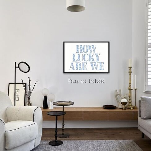 How Lucky Are We Print Wall Art, Trendy Grandmillennial Song Lyrics Art Canvas Wall Decor, Retro Blue Floral Aesthetic Positive Affirming Quote Poster for Apartment Bedroom Dorm 8x12inch Unframed in Saudi Arabia