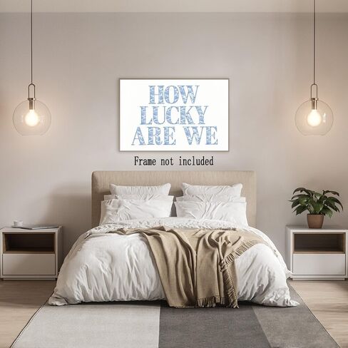 How Lucky Are We Print Wall Art, Trendy Grandmillennial Song Lyrics Art Canvas Wall Decor, Retro Blue Floral Aesthetic Positive Affirming Quote Poster for Apartment Bedroom Dorm 8x12inch Unframed in Saudi Arabia