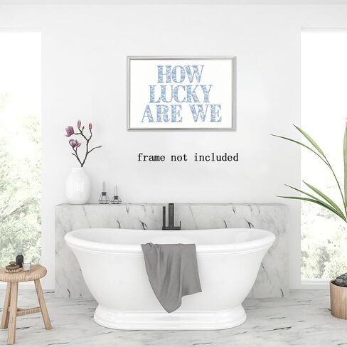 How Lucky Are We Print Wall Art, Trendy Grandmillennial Song Lyrics Art Canvas Wall Decor, Retro Blue Floral Aesthetic Positive Affirming Quote Poster for Apartment Bedroom Dorm 8x12inch Unframed in Saudi Arabia