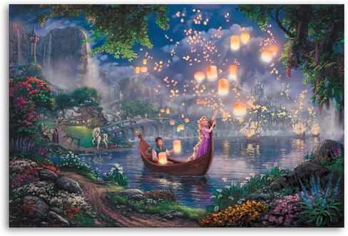 Tangled Princess Flynn Are on A Boat Watching The Lanterns Float Into The Sky Canvas Art Poster And Wall Art Picture Print Modern Family Bedroom Decor Posters 12x18inch(30x45cm) in Saudi Arabia