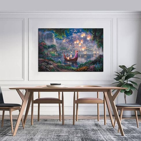 Tangled Princess Flynn Are on A Boat Watching The Lanterns Float Into The Sky Canvas Art Poster And Wall Art Picture Print Modern Family Bedroom Decor Posters 12x18inch(30x45cm) in Saudi Arabia