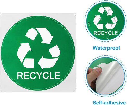 PATIKIL Trash Recycle Sticker, 12 Pcs 5" Dia Recycle Sign Decal Symbols Sticker Recycling Label for Trash Can Waste Management in Kitchens, Offices, Public Spaces in Saudi Arabia