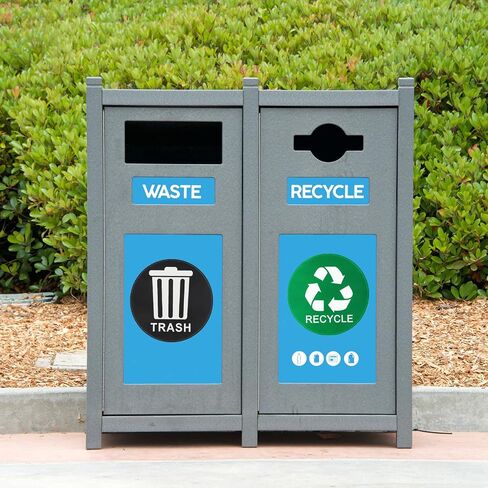 PATIKIL Trash Recycle Sticker, 12 Pcs 5" Dia Recycle Sign Decal Symbols Sticker Recycling Label for Trash Can Waste Management in Kitchens, Offices, Public Spaces in Saudi Arabia