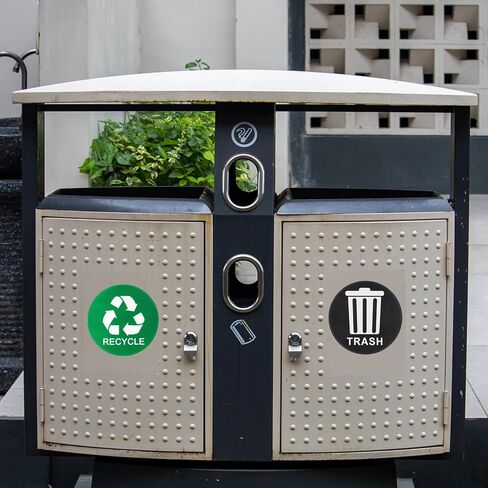 PATIKIL Trash Recycle Sticker, 12 Pcs 5" Dia Recycle Sign Decal Symbols Sticker Recycling Label for Trash Can Waste Management in Kitchens, Offices, Public Spaces in Saudi Arabia