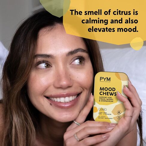 PYM Berry Mood Chews يدعم الإجهاد والقلق والإرهاق، 20 قطعة - 130 مجم GABA، 90 مجم L-Theanine - نباتي، غير معدّل وراثيًا، خالي من الغلوتين، بدون سكر مضاف - مكمل توازن المزاج الطبيعي بالكامل صنع في الولايات المتحدة الأمريكية! in Saudi Arabia