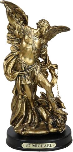 Ebros Byzantine Eastern Orthodox Catholic Church Archangel of The Angelic Council Statue 8" Tall Figurine with Brass Name Plate Wooden Base (Michael General of God's Army) in Saudi Arabia