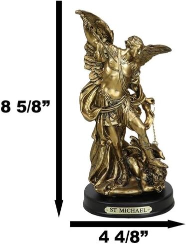 Ebros Byzantine Eastern Orthodox Catholic Church Archangel of The Angelic Council Statue 8" Tall Figurine with Brass Name Plate Wooden Base (Michael General of God's Army) in Saudi Arabia