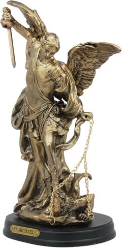 Ebros Byzantine Eastern Orthodox Catholic Church Archangel of The Angelic Council Statue 8" Tall Figurine with Brass Name Plate Wooden Base (Michael General of God's Army) in Saudi Arabia