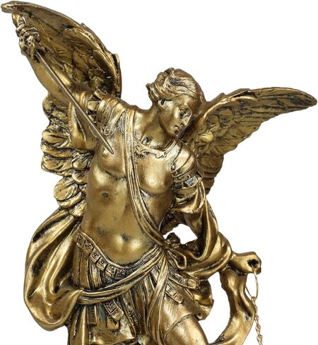 Ebros Byzantine Eastern Orthodox Catholic Church Archangel of The Angelic Council Statue 8" Tall Figurine with Brass Name Plate Wooden Base (Michael General of God's Army) in Saudi Arabia