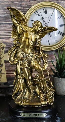 Ebros Byzantine Eastern Orthodox Catholic Church Archangel of The Angelic Council Statue 8" Tall Figurine with Brass Name Plate Wooden Base (Michael General of God's Army) in Saudi Arabia