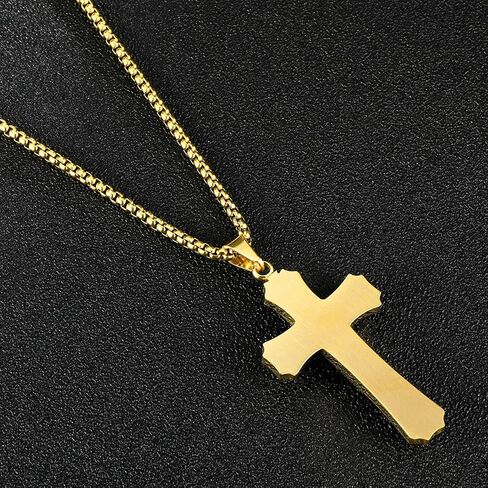 YL Cross Necklace for Men Stainless Steel Jesus Christ Crucifix Pendant Lord's Prayer Jewelry with 18k Black Gold in Saudi Arabia