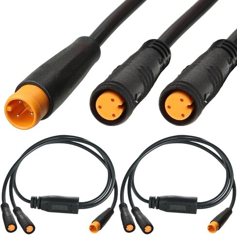 Ebike 3Pin Y-Splitter Extension Cable, Waterproof Male to Dual Female 1 to 2 Elctric Bike Cord for Ebike Light, Gear Sensor and Brake in Ebike Modification Kit (2 Pack) in Saudi Arabia