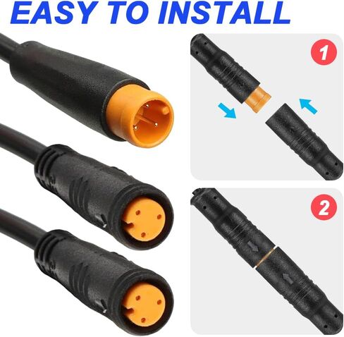 Ebike 3Pin Y-Splitter Extension Cable, Waterproof Male to Dual Female 1 to 2 Elctric Bike Cord for Ebike Light, Gear Sensor and Brake in Ebike Modification Kit (2 Pack) in Saudi Arabia