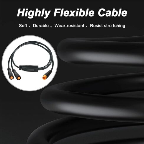 Ebike 3Pin Y-Splitter Extension Cable, Waterproof Male to Dual Female 1 to 2 Elctric Bike Cord for Ebike Light, Gear Sensor and Brake in Ebike Modification Kit (2 Pack) in Saudi Arabia
