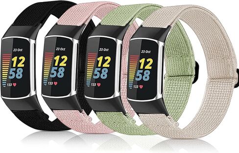 Attbbon Nylon Elastic Band Compatible with Fitbit Charge 5 Watch, Breathable Adjustable Loop Stretchy Fabric Replacement Bands for Charge 5 Women Men in Saudi Arabia