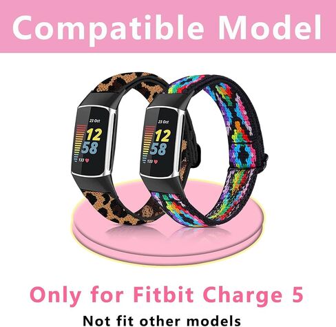 Attbbon Nylon Elastic Band Compatible with Fitbit Charge 5 Watch, Breathable Adjustable Loop Stretchy Fabric Replacement Bands for Charge 5 Women Men in Saudi Arabia