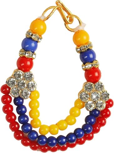مجموعة من 3 Mala Kundan من أجل Laxmi Ganesh Laddu Gopal/Devi Maa/Radha Krishna/الهندي التقليدي Goddess Haar Sringar مجموعة مجوهرات الآلهة لجميع God Godess Idol لتزيين مهرجان Janmashtmi in Saudi Arabia