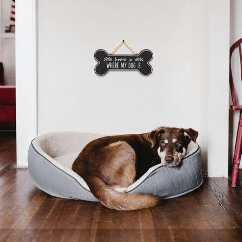 NIKKY HOME Dogs Farmhouse Door Sign 9.4 x 5.9, Dog Bone Wooden Welcome Sign for Front Door Porch Decor with wooden beads Welcome Wreath Sign Hanging for Dogs Lovers Christmas Decoration in Saudi Arabia