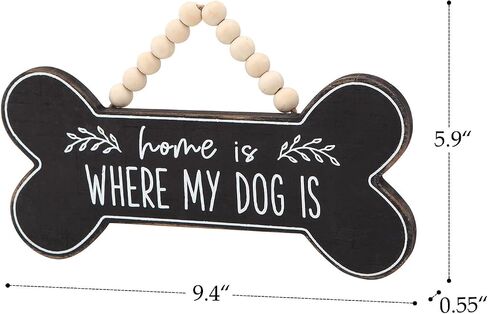 NIKKY HOME Dogs Farmhouse Door Sign 9.4 x 5.9, Dog Bone Wooden Welcome Sign for Front Door Porch Decor with wooden beads Welcome Wreath Sign Hanging for Dogs Lovers Christmas Decoration in Saudi Arabia