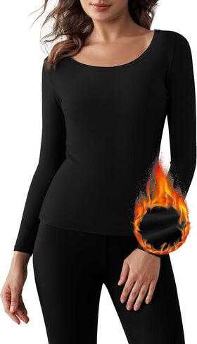 Bonneuitbebe Women Long Sleeve Thermal Shirt Fleece Lined Undershirt Ultra Soft Base Layer Tops for Women Cold Weather in Saudi Arabia