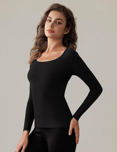 Bonneuitbebe Women Long Sleeve Thermal Shirt Fleece Lined Undershirt Ultra Soft Base Layer Tops for Women Cold Weather in Saudi Arabia