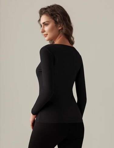 Bonneuitbebe Women Long Sleeve Thermal Shirt Fleece Lined Undershirt Ultra Soft Base Layer Tops for Women Cold Weather in Saudi Arabia