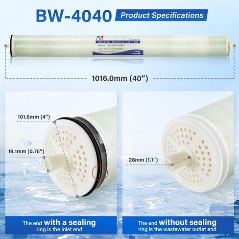 BW-4040 Osmosis Membrane High Performance Commercial Industrial,BW-4040 Ro Filters for Desalination,4"x40" High Salt Rejection,Energy Efficient, Reverse Osmosis Membrane Industry (2400GPD) in Saudi Arabia