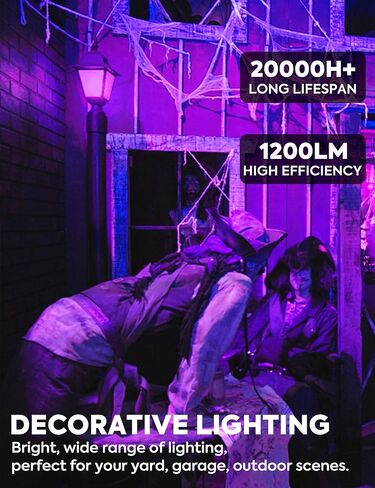 PAR38 Purple LED Lights for Outside, 150W Flood Light Bulbs Equivalent, 15W Energy Saving 1200LM, Colored Outdoor Flood Light Bulb, E26 Not-dim for Christmas, Halloween, 2 Pack in Saudi Arabia