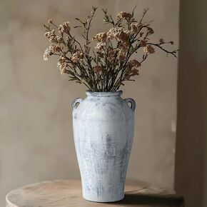 Farmhouse Ceramic Vase, Large Rustic Vase for Indoor Home Decor Tall Floor Vase for Living Room Bed Room Housewarming Holiday Decoration