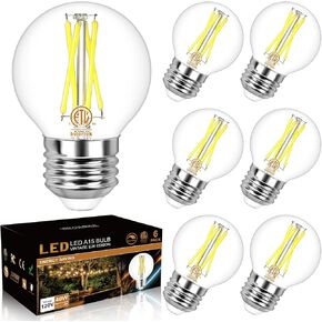 winshine E26 LED Edison Bulbs Dimmable, 3000K Soft White, G16.5 Small Light Bulb 40W Equivalent, 4W Decorative Globe Light Bulbs for Bathroom Vanity, Chandelier, Clear Glass, 120V, 400LM, 6 Pack