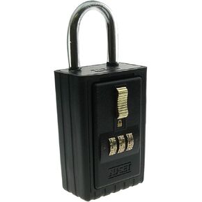 NU-SET Lock | 4 Digit Combination Lock Box | Keyed Shackle Key Storage Lock Box | Home Improvement & Door Hardware (Black)