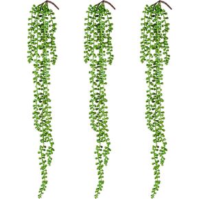 6PCS Artificial Succulents Hanging Plants,27.5 Inch Fake String of Pearls Greenery Plants 5 Branches for Home Garden Office Party Balcony Wall Indoor Outdoor Decoration