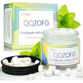 Toothpaste Tablets, Flouride Free Nano Hydroxyapatite Toothpaste Tabs, Sensitive Toothpaste Tablets, Peppermint Flavored Strengthen Teeth, Eco & Travel Friendly with NHA 62 Tablets